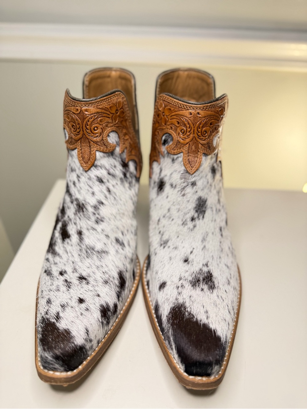 Myra Bag Brown and White Hair-On Ankle Booties